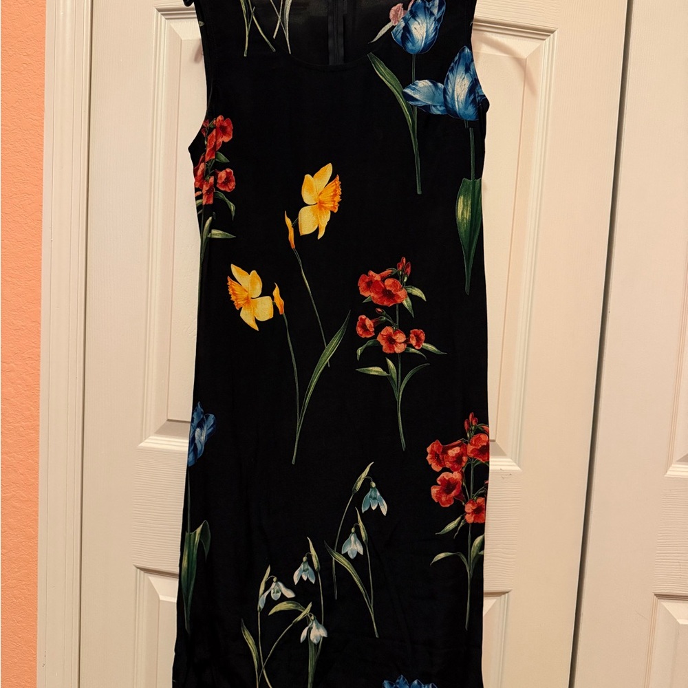 Amorose Vintage Y2K Black Floral Sleeveless Dress